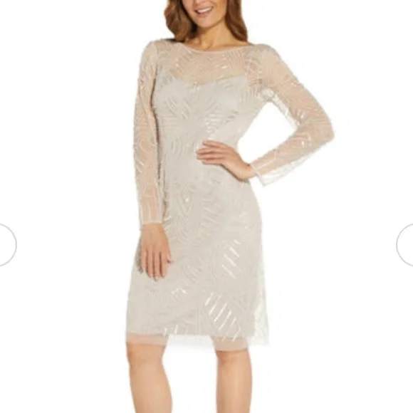 Adrianna Papell | Dresses | Adrianna Papell Long Sleeve Beaded Cocktail Dress Color Biscotti Size 8 | Poshmark Adrianna Papell | Dresses | Adrianna Papell Long Sleeve Beaded Cocktail Dress Color Biscotti Size 8 | Poshmark